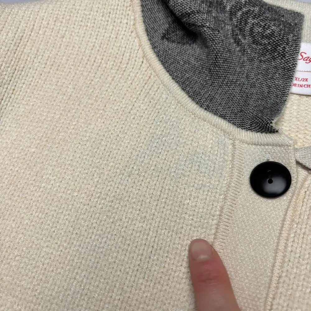 Lisa Says Gah Battenberg Cardigan Sweater Women's M/L Preppy READ - Picture 9 of 11